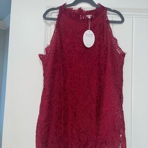 NWT Red Lace Sleeveless Top